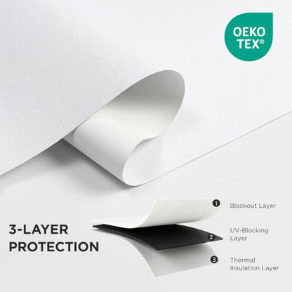 Blackout Roller Shades for Indoor Windows - 31 W x 75 H, White, Cordless