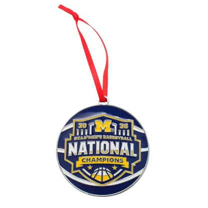 Michigan Wolverines 2026 Basketball Championship Metal Christmas Ornament - Basketball Variation