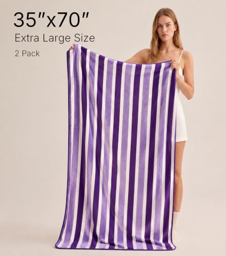 Purple Bath Sheets 2 Pack - Extra Large Microfiber Towels for Pool & Gym