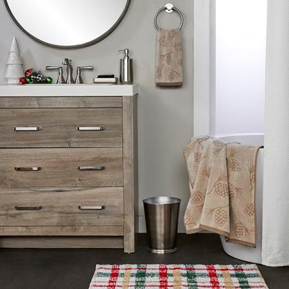 Christmas Pinecone Jacquard Towel Set - 4 Pieces, Bath & Hand Towels, Winter Decor