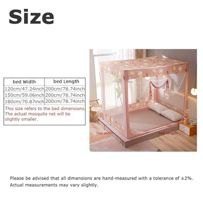 King Bed Mosquito Net Canopy - Pink Bed Bug Protection with Easy Setup