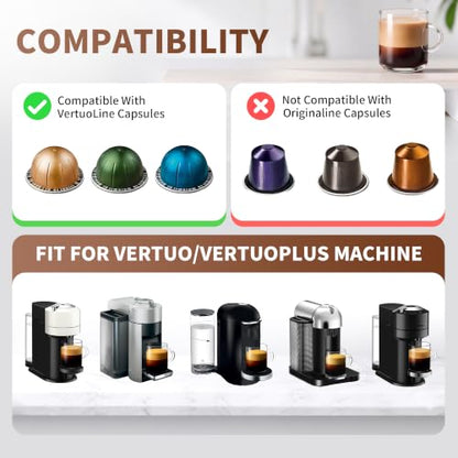 105 Count Reusable Nespresso Vertuo Pods Kit with Aluminum Foil Seals & Accessories