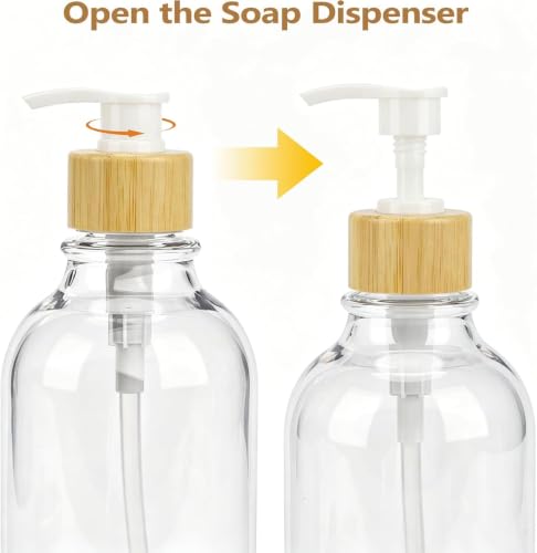 Bamboo Bathroom Accessories Set 4 Pieces with Soap Dispenser Toothbrush Holder and Qtip Container