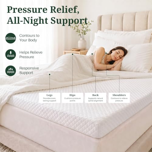 Twin Mattress Topper with Cover 2 Inch Ventilated Gel Memory Foam White