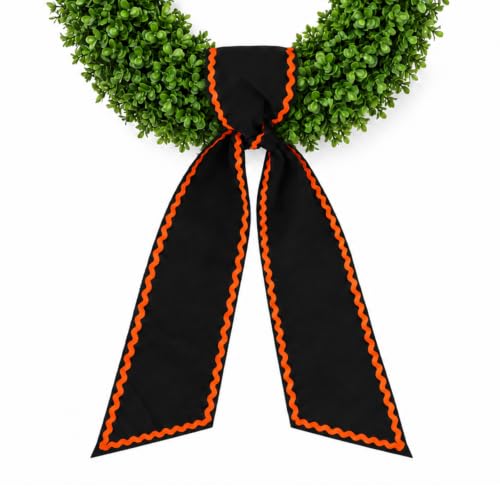 Halloween Wreath Sash Black and Orange Decor for Front Door 55x5 Inches