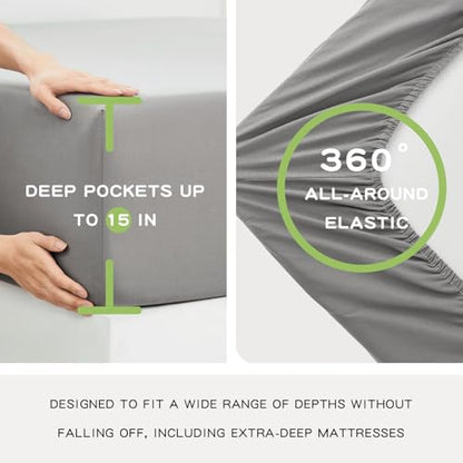 King Size Grounding Sheets with Silver Fiber & Outlet Tester - Gray, 70% Organic Cotton, Grounded Bed Sheet Kit