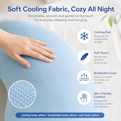 Full Body Support Pillow for Side Sleepers Gray 43.3 Inches - Cooling & Ergonomic