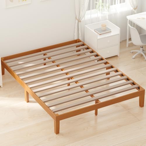 12in Queen Solid Wood Platform Bed Frame with Slat Support - No Box Spring Needed