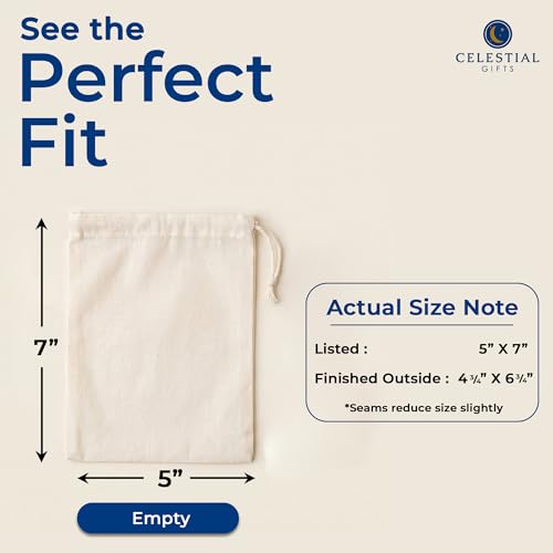 Reusable Muslin Drawstring Bags 100pcs - Natural 5x7 Inches