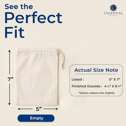 Reusable Muslin Drawstring Bags 100pcs - Natural 5x7 Inches