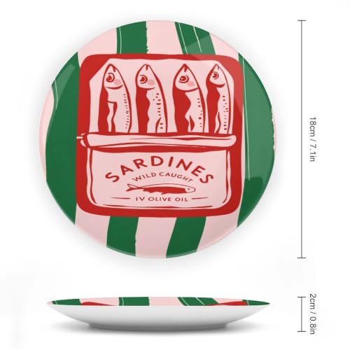 Bone China Sardine Can Decorative Plate 7 Inch - Round Wall & Table Display