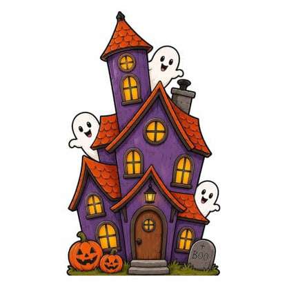 Halloween Cutout Standee - Haunted House Porch & Yard Decor, 5 ft - Variation of Haunted House / 5 ft