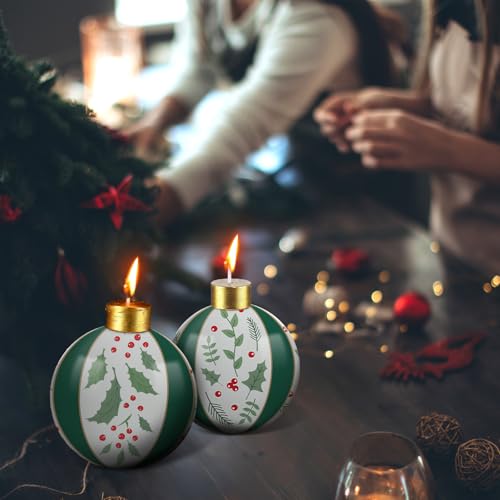 Christmas Rustic Holly Berries Ball Candles - 3 Inch Set of 4