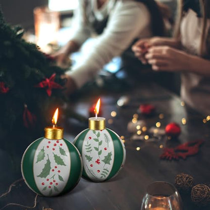 Christmas Rustic Holly Berries Ball Candles - 3 Inch Set of 4