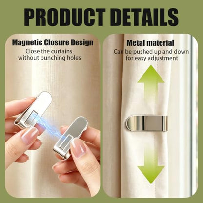Magnetic Curtain Clips 8 Pairs for Holding Curtains Closed - No Drill