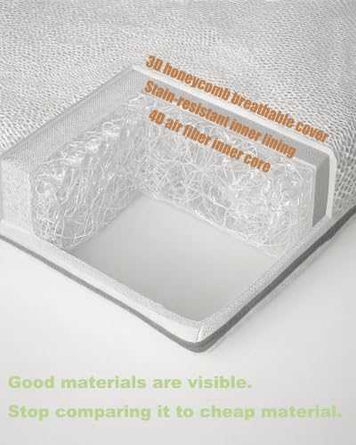BabyAid 32x18 Inch Rectangular Breathable 3D Airflow Bassinet Mattress - Compatible with Multiple Brands