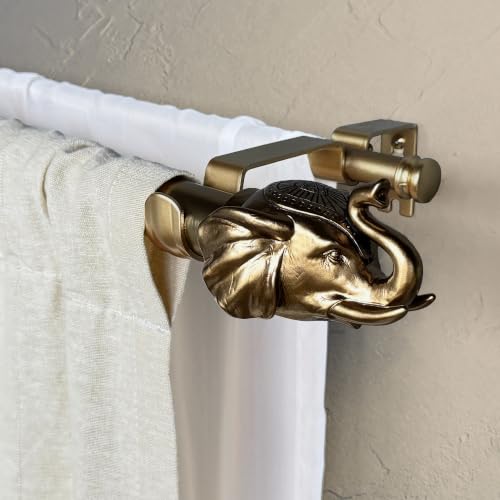 Warm Gold Double Curtain Rod - 36-72 Inch Adjustable Boho Finials
