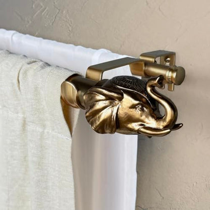 Warm Gold Double Curtain Rod - 36-72 Inch Adjustable Boho Finials