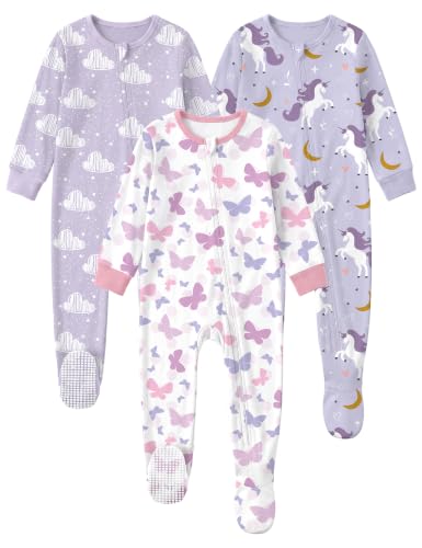 Toddler Pajamas 12 Months - Purple Unicorn Organic Cotton Baby Sleepwear