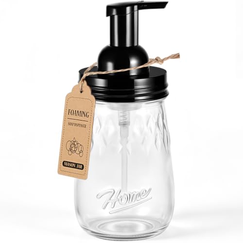 Amolliar 16oz Glass Mason Jar Foam Dispenser Black - 1 Pack