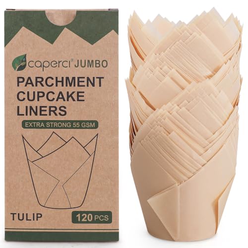 Natural Jumbo Tulip Cupcake Liners - 120 Pack Parchment Muffin Cups