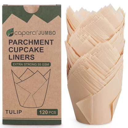 Natural Jumbo Tulip Cupcake Liners - 120 Pack Parchment Muffin Cups