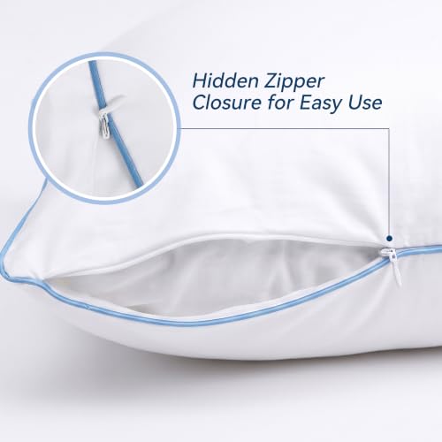 White King Size Tencel Lyocell Pillow Protector 2 Pack with Zipper - Hypoallergenic & Cool