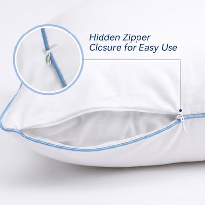 White King Size Tencel Lyocell Pillow Protector 2 Pack with Zipper - Hypoallergenic & Cool
