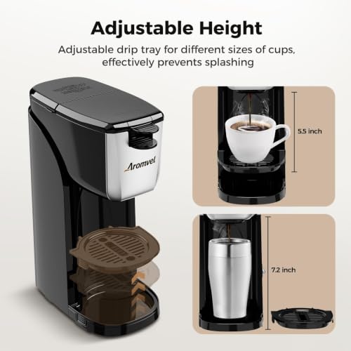 Silver 2-in-1 Single Serve Coffee Maker with K Cup & Ground Coffee - Travel Mug Friendly