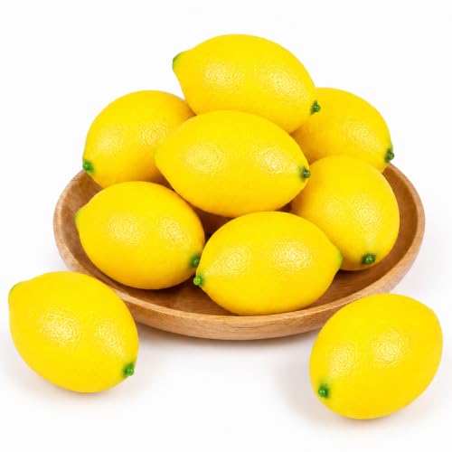 Mini Fake Lemons for Decoration - Yellow, 12 Pcs Faux Lemon Decor