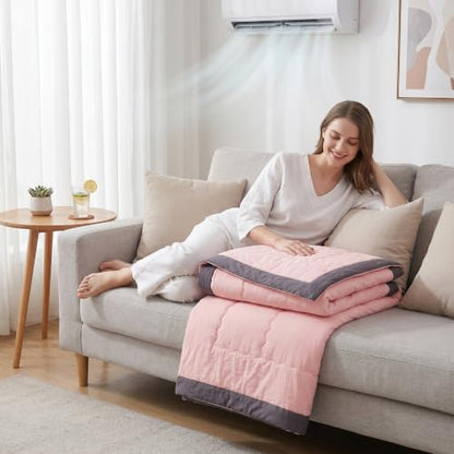 Light Red 140x200cm Breathable Washed Cotton Comforter for Summer - Cute Pink Variation