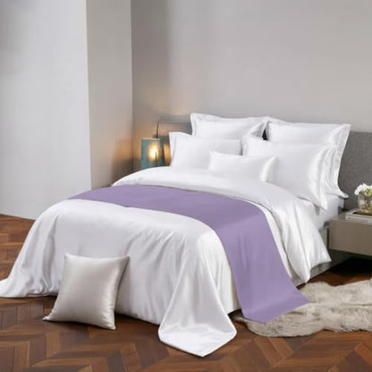Cal King Lavender Bed Runner 102x20 Inch Decorative Satin Throw for Bed