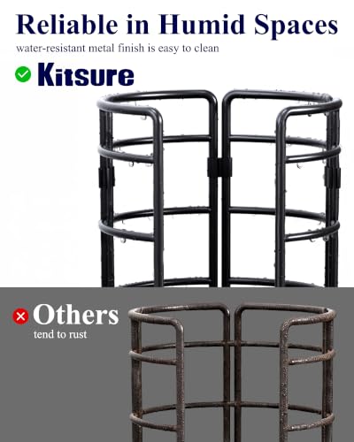 Kitsure Toilet Paper Holder Stand Black 16 Inch Space-Saving Bathroom Organizer with Refill Storage