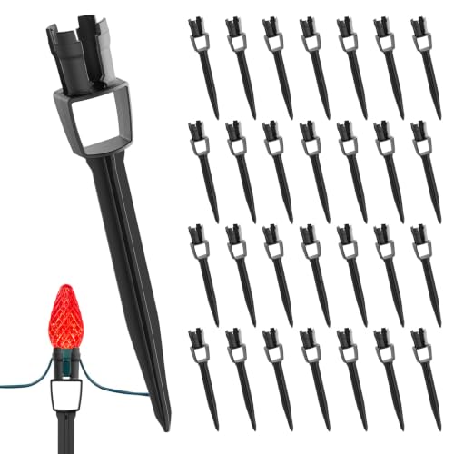 7.5 Inch Christmas Yard Stakes for C7 C9 String Lights - 100 Pack Black