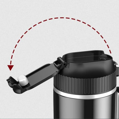 Portable 12V/24V Travel Mug with LCD Touch Control - Black, 500ml Stainless Steel