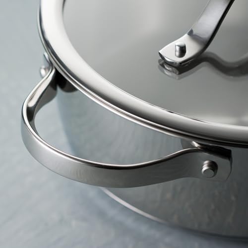 Tramontina Tempo Tri-Ply Base Stainless Steel 4-Quart Sauce Pan with Glass Lid, Induction-Ready Saucepan, Oven-Safe, Dishwasher-Safe