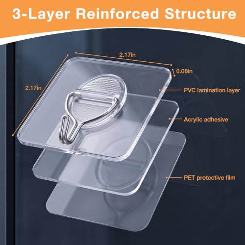 Square Heavy Duty Sticky Wall Hooks 20 Pack - Adhesive Organizers