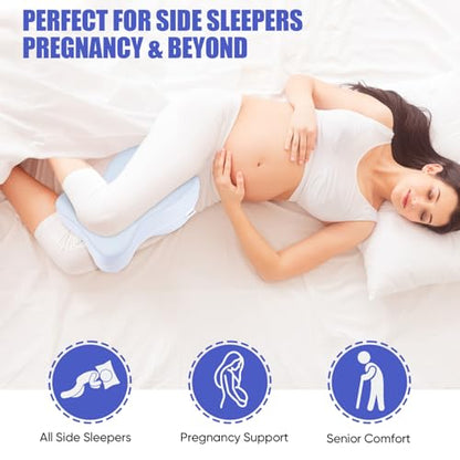 Memory Foam Knee Pillow for Side Sleepers - Ergonomic Support Cushion for Hip & Back Pain Relief