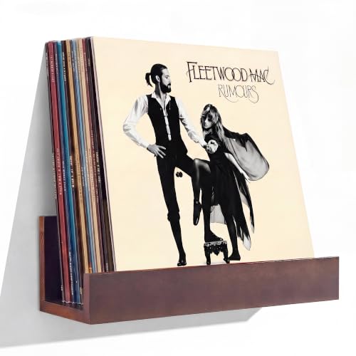 Wall Mount Vinyl Record Holder - Large Wooden Display Shelf for 8-12 LPs