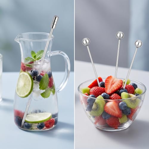 20 Pcs Stainless Steel Cocktail Picks Set - Reusable Martini Garnish Skewers