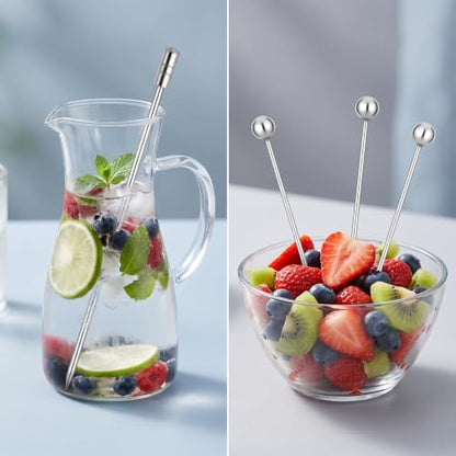 20 Pcs Stainless Steel Cocktail Picks Set - Reusable Martini Garnish Skewers