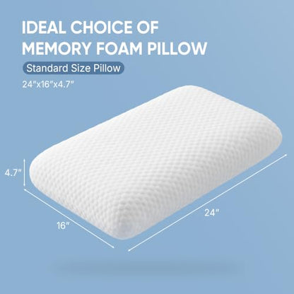 Cooling Gel Memory Foam Pillow with Neck Support, Breathable Cover, Medium Firm