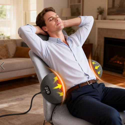 Dark Gray 3-in-1 Electric Lumbar Support Pillow with Heat & Vibration