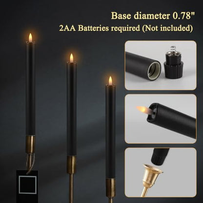 24 Pack Black Flameless Taper Candles with Remote - 9.5 Inch LED Battery Operated for Halloween & Weddings - Variation of THIS listing