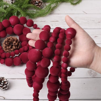 12Ft Velvet Bead Garland Christmas Wreath & Tree Decor - Red Variation