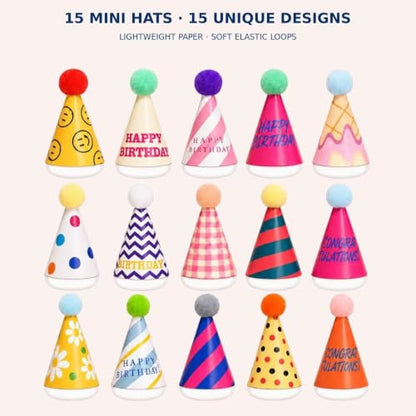 Mini Party Hats for Stuffed Animals and Pets, Set of 25