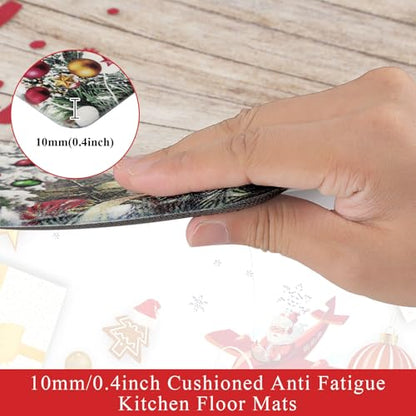 Christmas 2-Piece Anti-Fatigue Kitchen Rug Runner Set - Non-Slip Floor Mats