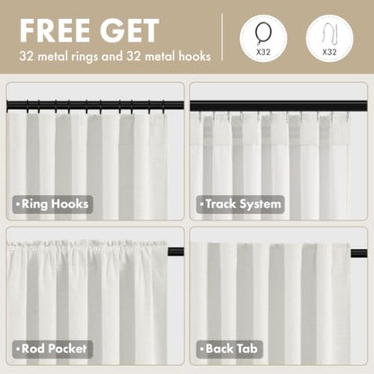Blackout Curtains 2-Pack Linen Textured Drapes 40"W x 96"L - Birch Variation