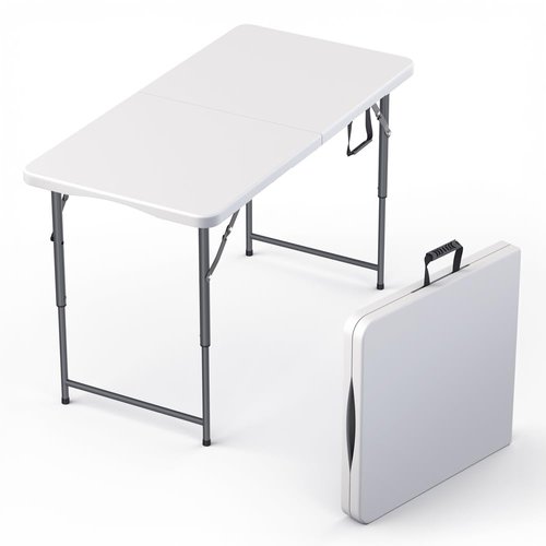 10 Pack of 4 Feet Foldable Table with Built in Handle & Steel Legs | Heavy Duty Portable | Perfect for Party, Dining, Wedding, Events, Picnic Indoor, Outdoor, Camping, Utility, Temporary