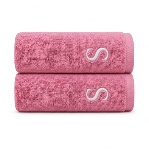 Personalized Turkish Cotton Wash Towels Set of 2 - Pink Initials & Name